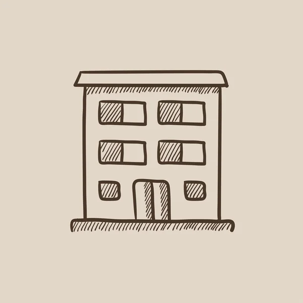 Icône de croquis de bâtiment résidentiel . — Image vectorielle
