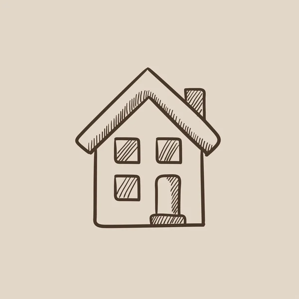 Dvoupodlažní samostatně stojící dům skica ikony. — Stockový vektor