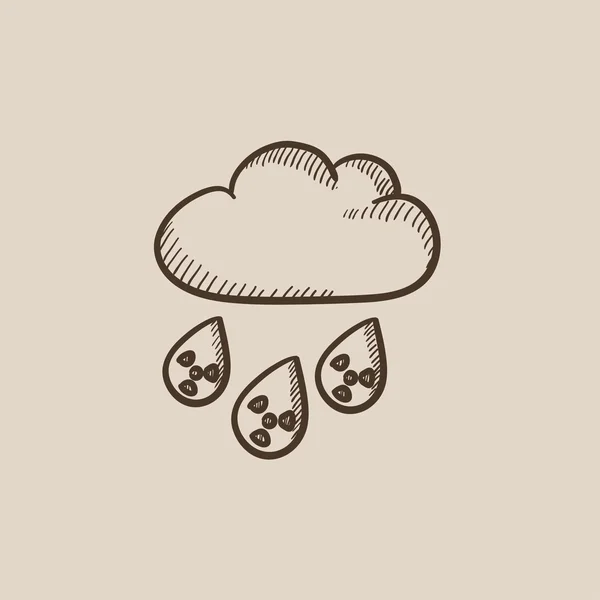Radioactive cloud and rain sketch icon. — Stock Vector