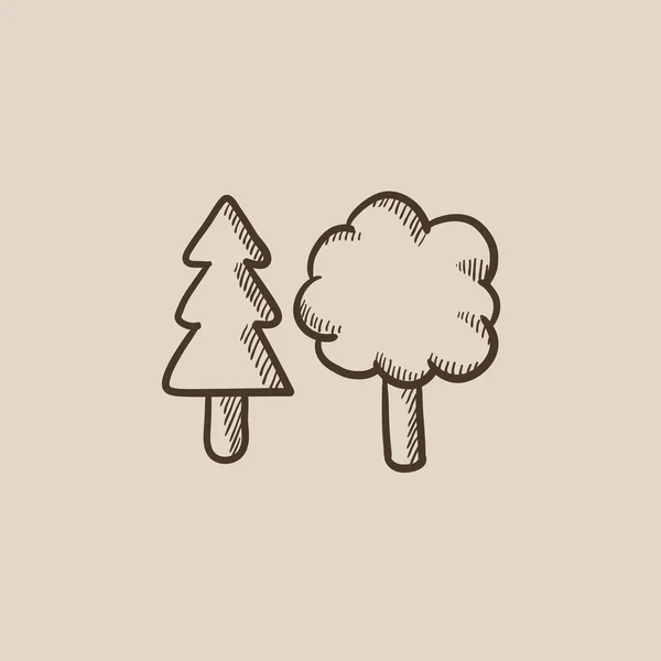 Δέντρα σκίτσο εικονίδιο. — Διανυσματικό Αρχείο