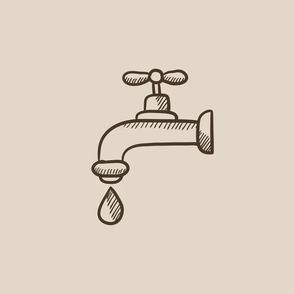Robinet avec icône de croquis de goutte d'eau . — Image vectorielle