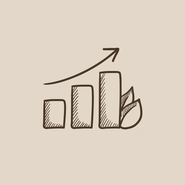 Gráfico de barras com ícone de esboço de folhas . —  Vetores de Stock