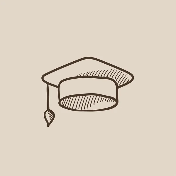 Icône de croquis de chapeau de graduation . — Image vectorielle