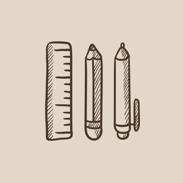 Fournitures scolaires croquis icône . — Image vectorielle