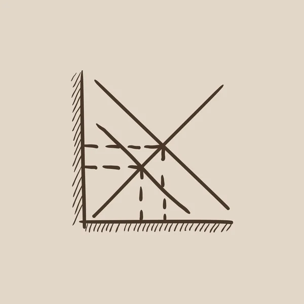 수학적 그래프 스케치 아이콘. — 스톡 벡터