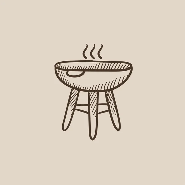 Waterkoker barbecue grill schets pictogram. — Stockvector
