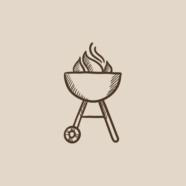 Waterkoker barbecue grill schets pictogram. — Stockvector