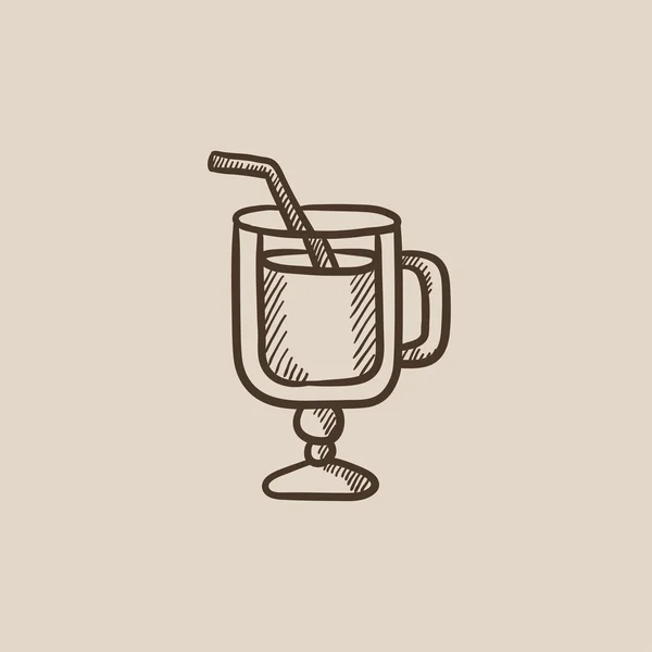 Verre avec icône de croquis de paille à boire . — Image vectorielle