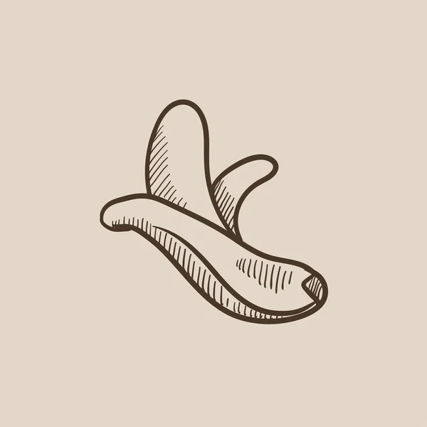 Peeled banana sketch icon. — Stock Vector