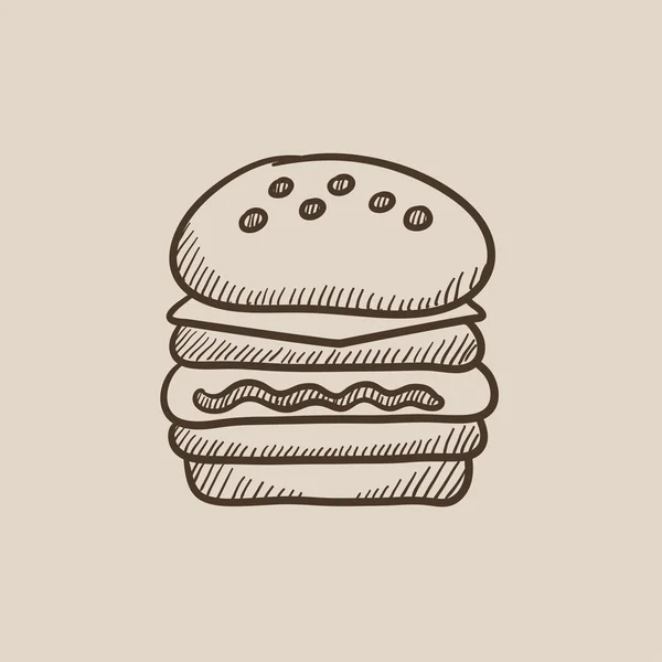 Dvojitý hamburger skica ikony. — Stockový vektor