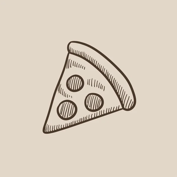 ピザのスライス スケッチ アイコン. — ストックベクタ