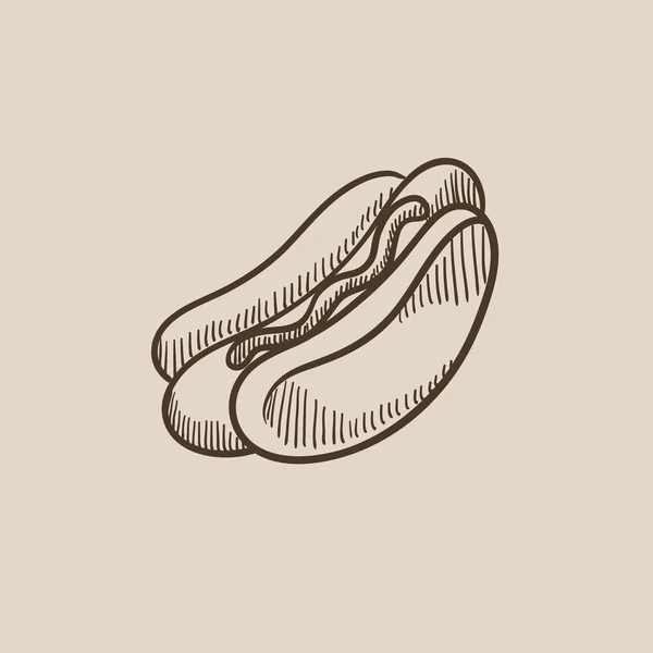 Hotdog Sketch Ikone. — Stockvektor