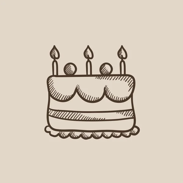 Birthday cake with candles sketch icon. — Stock Vector