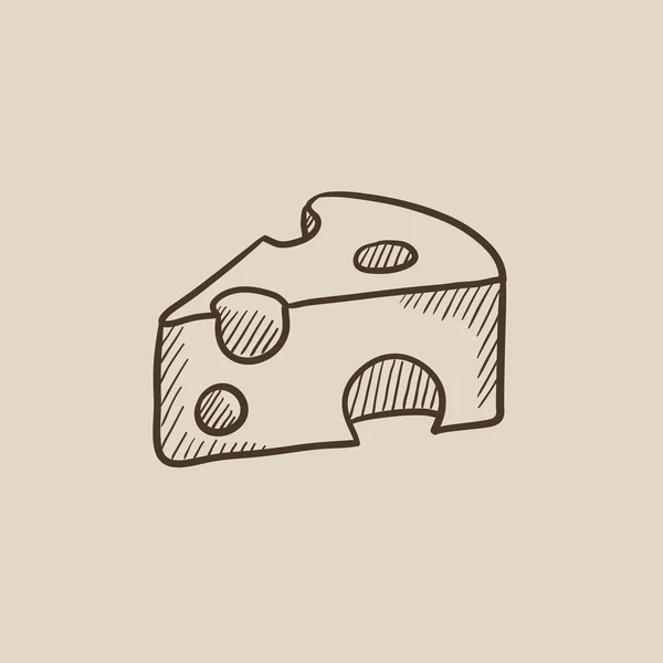 Pièce d'icône de croquis au fromage . — Image vectorielle