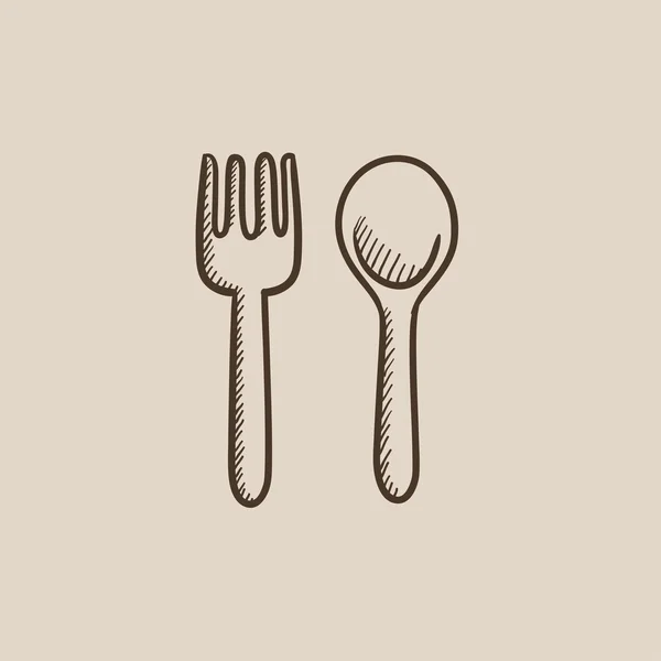 Spoon and fork sketch icon. — Stock Vector