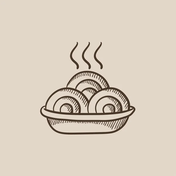 Sıcak yemek tabağı kroki simgesi. — Stok Vektör