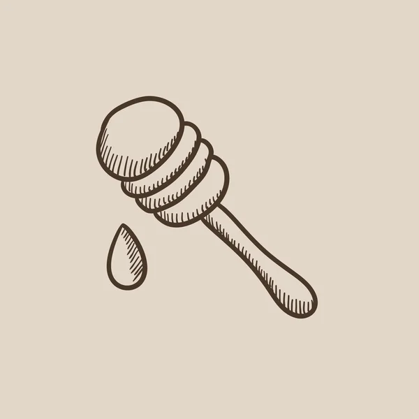 Honey dipper sketch icon. — Stock Vector