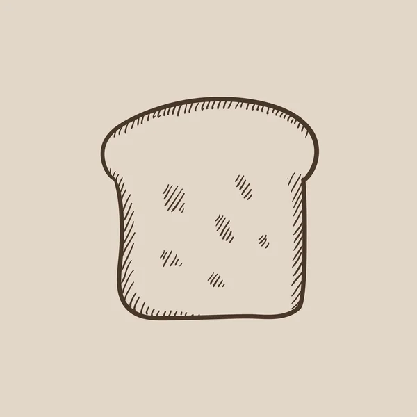 Einzelne Scheibe Brot-Skizze-Symbol. — Stockvektor