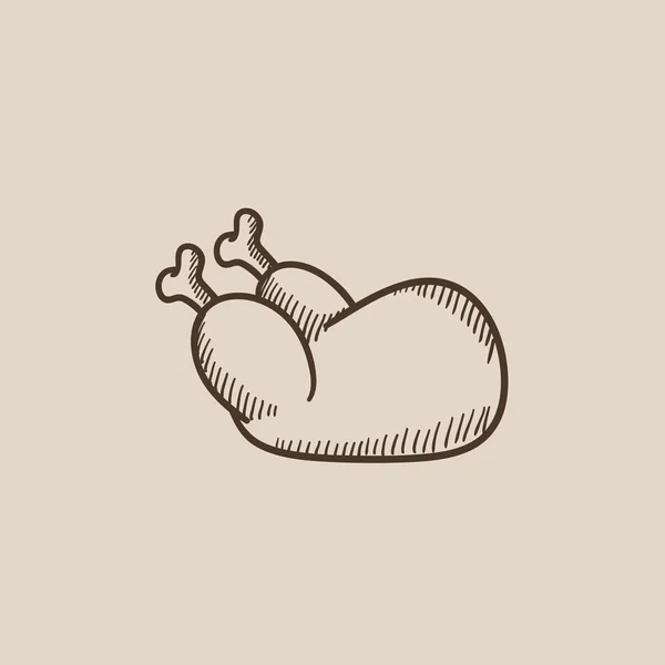 Raw chicken sketch icon. — Stock Vector