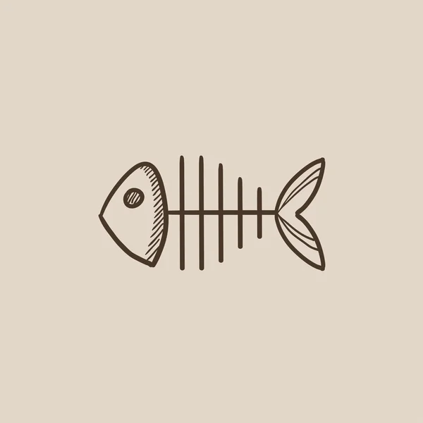 Balık iskelet kroki simgesi. — Stok Vektör