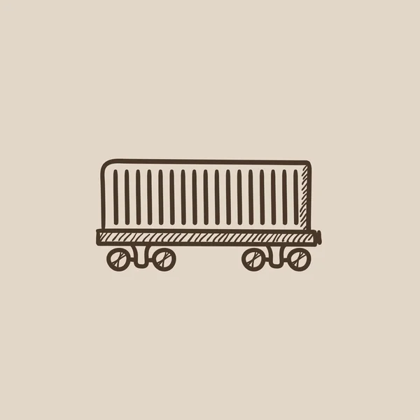 Cargo wagon szkic ikona. — Wektor stockowy