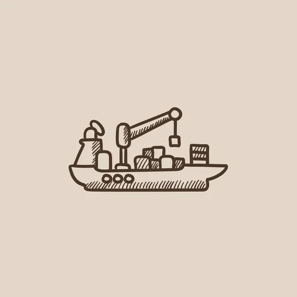 Icono de boceto de barco contenedor de carga . — Archivo Imágenes Vectoriales
