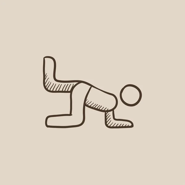 Man exercising buttocks sketch icon. — Stock Vector