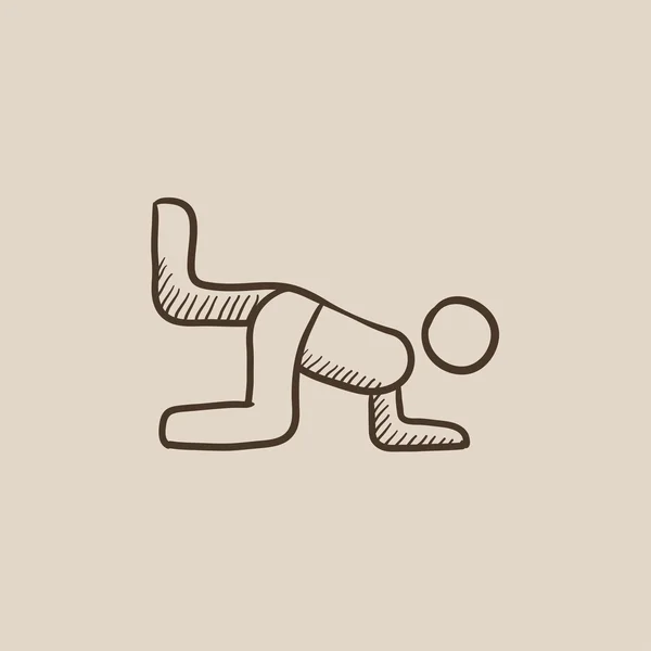 Hombre ejercitando nalgas bosquejo icono . — Vector de stock