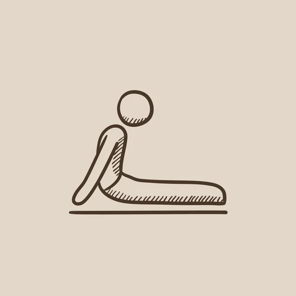 Man praktizerende yoga schets pictogram. — Stockvector