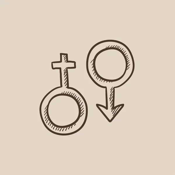 Male and female symbol sketch icon. — Stock Vector