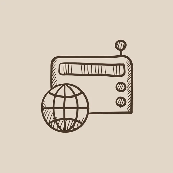 Icono de boceto de radio retro . — Vector de stock