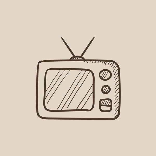 Ícone de esboço de televisão retro . — Vetor de Stock