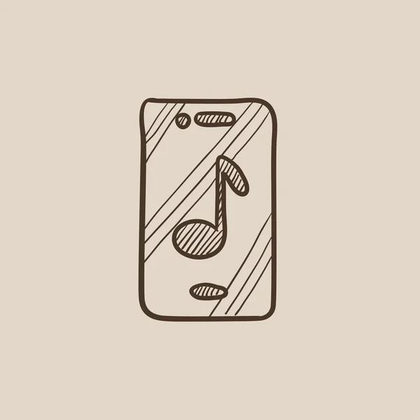 Telefono con nota musicale schizzo icona . — Vettoriale Stock