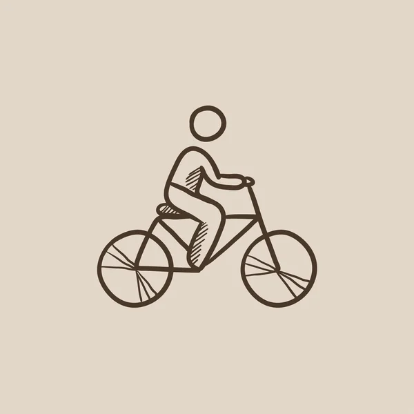 Hombre montar en bicicleta icono de boceto . — Archivo Imágenes Vectoriales