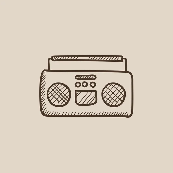 Radio lecteur de cassette icône de croquis . — Image vectorielle