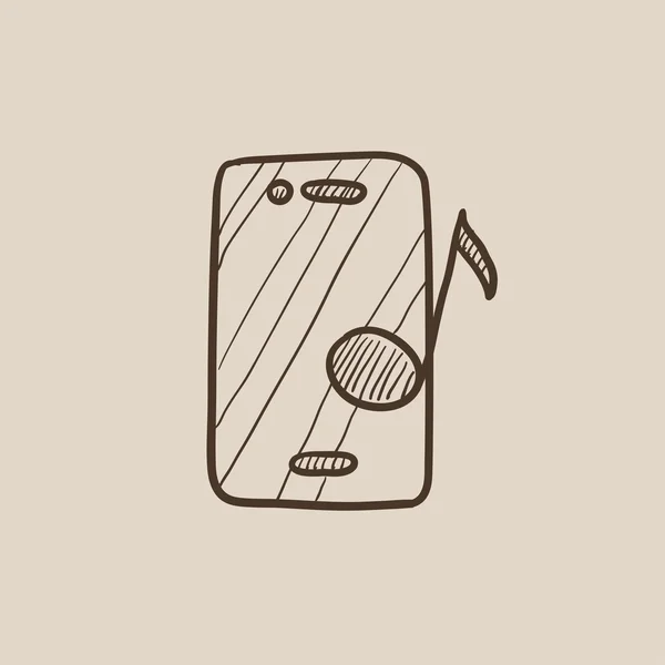 Téléphone avec icône de croquis note musicale . — Image vectorielle