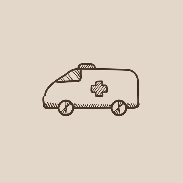 Ícone de esboço de carro de ambulância . — Vetor de Stock