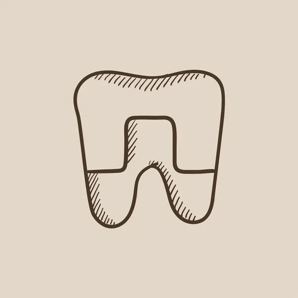 Dent couronnée croquis icône . — Image vectorielle