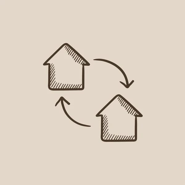 House exchange sketch icon. — Stock Vector