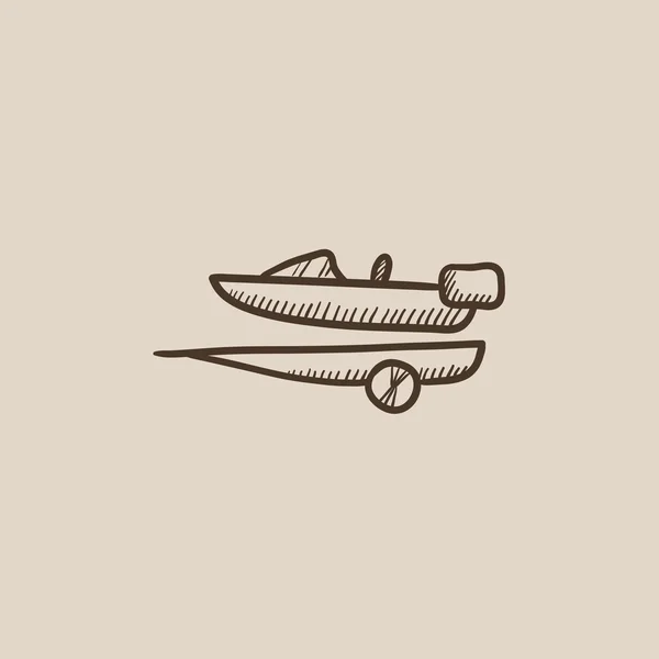 Boat on trailer for transportation sketch icon. — Stock Vector