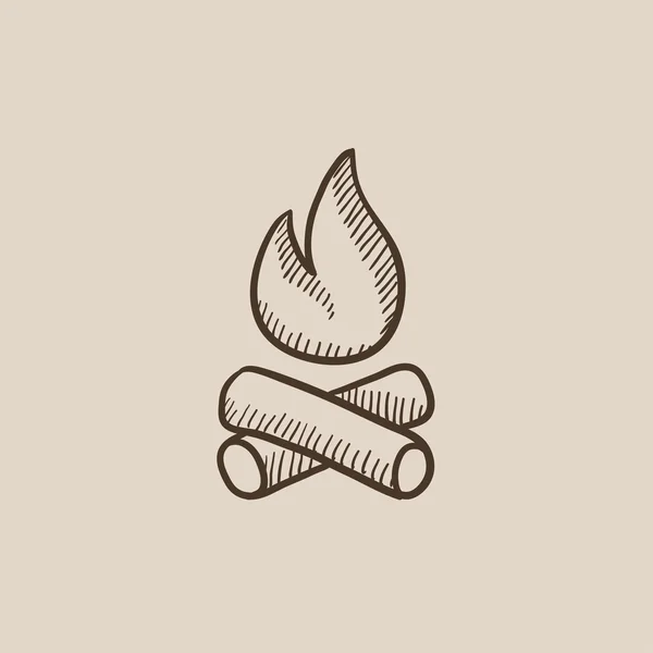 Campfire σκίτσο εικονίδιο. — Διανυσματικό Αρχείο
