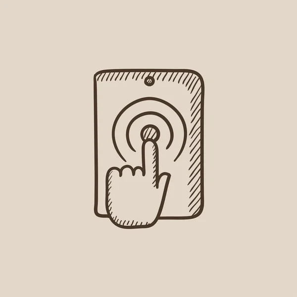 Finger toccando icona schizzo tablet digitale . — Vettoriale Stock