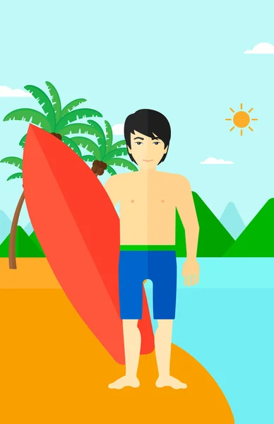 Surfista sosteniendo tabla de surf . — Vector de stock