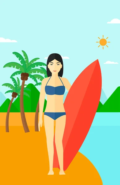 Surfista sosteniendo tabla de surf . — Vector de stock