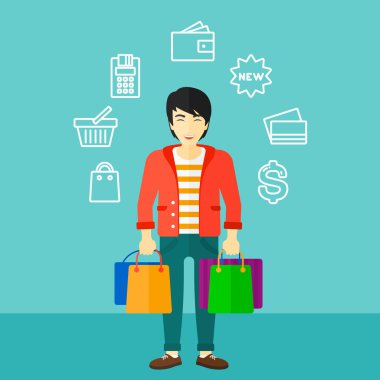 Çanta ile mutlu müşteri.