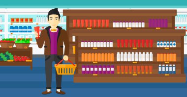 Müşteri alışveriş sepetine ve tüp krem.