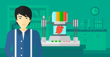 Adam üç D yazıcı ile.