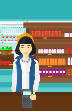 Woman paying with smart watch.