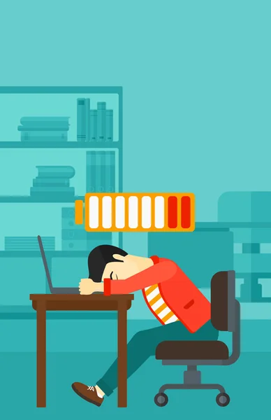 Employee sleeping at workplace. — Stockvector