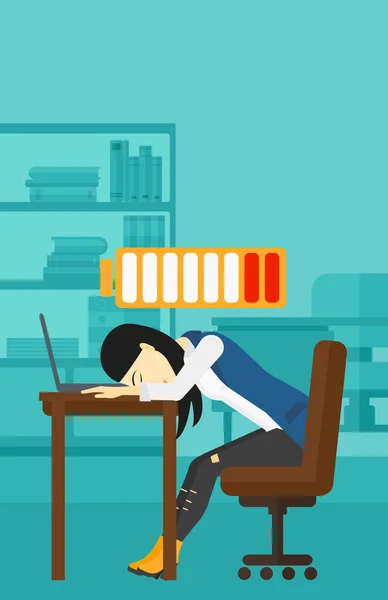 Employee sleeping at workplace. — Stockvector